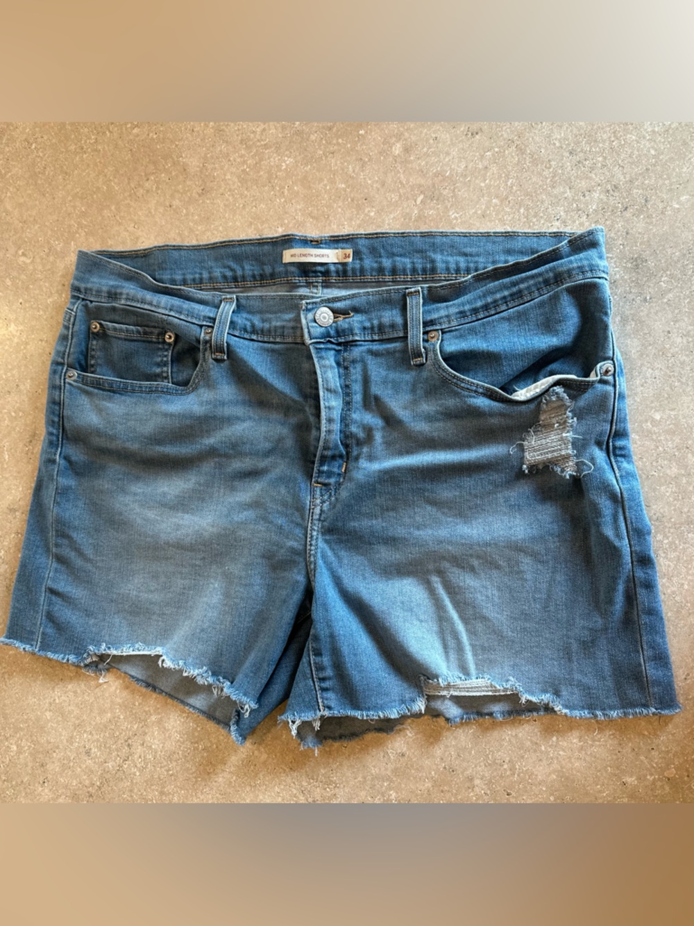 Levi's Blue Distressed Cutoff Jean Shorts
